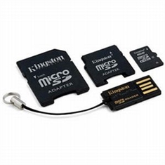 Memory Card KINGSTON micro-SD 4Gb com adaptador SD e mini SD + leitor USB - Memory Card KINGSTON micro-SD 4Gb com adaptador SD + 2 adapt + leitor USB