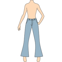 Ref. 415 - Molde de Calça Flare Feminina - Jeans com Elastano - 62/EGG