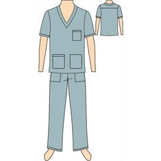 Ref. 476 - Molde de Pijama Cirúrgico Masculino (Scrub) - KIT PAPEL 60 GRAMAS - PP/P/M/G