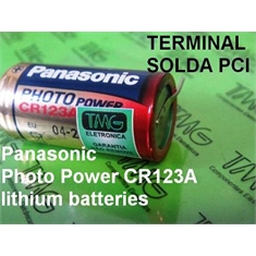 CR123 - Bateria CR123 3V, Photo Battery Lithium, Battery & Photo CR123A, Bateria para Câmera Fotográfica - COM TERMINAL - CR123 - COM 2 Terminais / Solda Placa