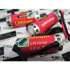 ER10/28 - Bateria Micro ER10/28 Maxell 3.6V 410Mah, Maxell Parts Genuine ER10/28, Lithium Battery Thionyl Chloride, Micro Battery High Perform BACK-UP PLC, IHM, Machine, Robots - Genuína ou Genérica - Micro Batt. ER10/28 3.6V 410mah, Maxell JAPAN / Plug Branco