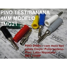 Pino BANANA 4Mm - Montagem cabo 15Amper, Pino: Ø4Mm Banana Plug Binding Post Conector - COLORS TYPE 0.021 - Pino BANANA Ø4Mm 15Amp - VERMELHO