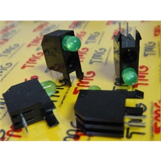 Porta LED, Suporte de LED 5MM INDICADOR VERDE (PCI),HOLDER Green Right Angle PCB LED Indicator, Through Hole - Suporte com LED 5MM INDICADOR VERDE (PCI)