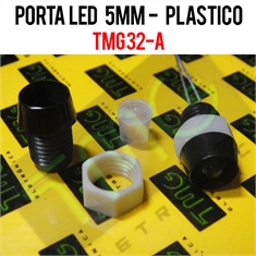 Porta LED, Suporte de LED 5MM - REDONDO Panel mount LED holder LED PLASTIC -TMG32/VARIOS - Suporte de LED 5MM - Redondo / PRETO