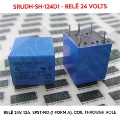 SRUDH - Relé 24V, SRUDH-SH-124D1 24VOLTS - Relê 24V, 12A, General Purpose Relay SPST-NO (1 Form A) 24VDC Coil Through Hole
