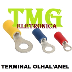 Terminal Olhal - Anel Pré-Isolado,Insulated Terminals RING Electrical - Terminal Olhal - Ø Interno 5MM (Vermelho)