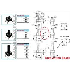 CHAVE TACT 17Mm -  6MmX6MmX17Mm 4 pinos - Tact Switches