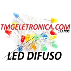 LED 5MM DIFUSO,Led Leitoso,Led Difuso 5mm, LED Diffused Round Light Emitting Diodes Lamp Colors - VÁRIAS CORES - LED DIFUSO,Led Leitoso Ø 5MM - COR AMARELO