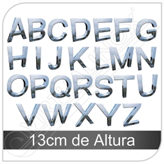 Letra Caixa em Inox de A - Z Maiúscula com 13cm de Altura - 13cm de Altura