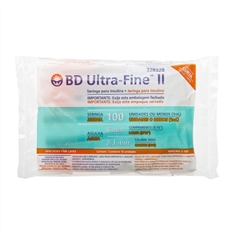 Seringa para Insulina BD Ultrafine 1mL (100UI) Agulha 8x0,3mm 30G - Pacote com 10 seringas