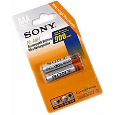 Bateria SONY AAA recarregável 1,2V Ni-MH 900mAh blister com 2 unidades