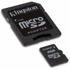 Memory Card KINGSTON micro-SD 2Gb com adaptador SD - Memory Card KINGSTON microSD 2GB com adaptador SD