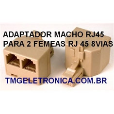 Adaptador Divisor Tomada Telefone REDE Modelo T RJ45 1Macho x 2Femea,Telephone RJ45 2 Way Splitter Adapter 8PINOS