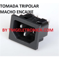 TOMADA DE FORÇA AC TRIPOLAR MACHO,Power Socket - COM  ENCAIXE PARA PAINEL - IEC 320 C14