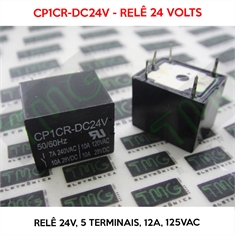CP1CR - Relé 24VDC, CP1CR-DC24V, 24VOLTS - Relê 24V, 12A, 125VAC - 5 Terminais - Relê 24VDC - TIPO CP1CR-DC24V - Relê 24V / 5PIN