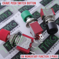 CHAVE Pushbutton Switches Spdt botão de pressão normal Aberto, open/close Interruptor 3Pinos 2Amp 250v/5Amp 120v CONTATO (NA) - CHAVE Push button Contato NA, Spdt 3pinos/ Pino Verde