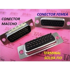 DB26 - Conector DB26, VGA26, Solda Fios - 26Vias, Macho ou Fêmea, D-Sub Connector Plug Female or Male 26 Position - Solda Fios 3 Fileiras Contatos - HD26/VGA26 - Femea solda fio