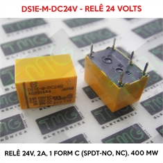 DS1E - Relé 24V, DS1E-M-DC24V, RELE 24V Relay Miniature  24V, 2A, 1 Form C (SPDT-NO, NC), 400 mW - 5Pin Terminais - DS1E-M-DC24V,  RELE 24V Relay Miniature  24V, 2A, 1 Form C (SPDT-NO, NC)Relay Miniature