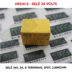 HRS1H - Relé 24VDC, HRS1H-S DC24V, 24VOLTS - Relê 24V, 3A, SPDT, 2.88kohm - 6 Terminais