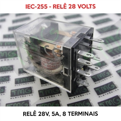 Relé 28VDC - IEC-255, 28VOLTS - Relê 28V, 5A, 8 Terminais