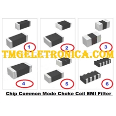 INDUTOR SMD - 200 Ohm, REDE DE INDUTOR SMD CHOKE COIL COMMON Filters / Chokes Array 200Ohm,100MHz  90MA SMD T/R, SMD 8PINOS