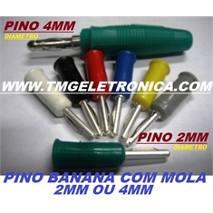 PINO BANANA 2Mm - Banana Plug Cable for Test 2mm, TMG 02 DIVERSAS CORES - Pino c/Mola 2mm - Preto