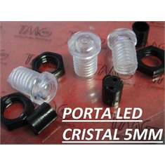 Porta LED, Suporte de LED 5MM - REDONDO COM LENTE, Panel mount LED holder LED PLASTIC- TMG68/VÁRIOS - Suporte de LED 5MM - Redondo Transparente/cristal Lente Protetora