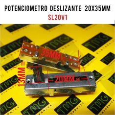Potenciômetro Deslizante SL20V1 (Medidas ~ 20x35mm) - Diversos - SL20V1 - 20KA