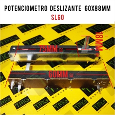 Potenciômetro Deslizante SL60 (Medidas ~ 60x88mm) - Diversos - SL60 - 50KB