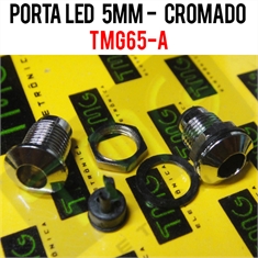 Porta LED, Suporte de LED 5MM - REDONDO Panel mount LED holder LED PLASTIC - CHROME OR BLACK COLOR - PLASTICO - TMG65 - PORTA LED 5MM REDONDO - CROMADO TMG65-A