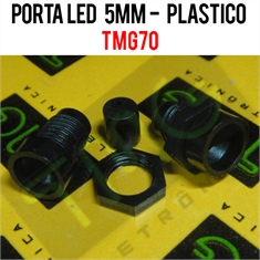 Porta LED, Suporte de LED 5MM - REDONDO HOLDER PRETO COM ROSCA/TMG70