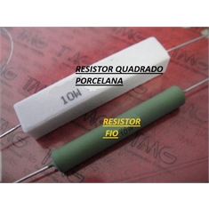 Resistor 10 Watts - Lista 2 disponível de 1K até 910K Ohms, Resistor 10W, Wirewound Power Resistors - Terminal Axial, Verde ou Porcelana Branca - 33K - Resistor 10W. Wirewound Power Resistors - Terminal Axial