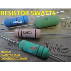 RESISTOR 5Watts - Fio Cerâmico, Metal Oxide Film, Lista Resistencia de 0,22R Ohms até 999R Ohms, Wire Wound Resistor 5W Resistance 5% - Axial