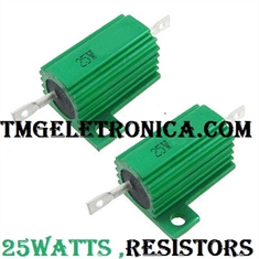 Resistor 25Watts de Alumínio - Lista de 0,01R Ohms até 150K Ohms, RESISTOR 25W Dissipador em Alumino, Power Resistors Aluminium wirewound - RES 25watts aluminium - 4R7 (4,7R) OHMS 5%