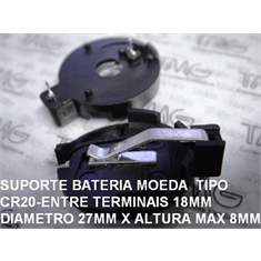 Suporte de Bateria Moeda CR20, Porta Bateria Moeda 20Mm, Battery Button Cell Holder - Para ser usada em baterias de diametro Ø 20mm TMG03 - Suporte de Bateria Moeda TMG03 - Para ser usada em baterias de diametro Ø 20mm