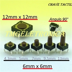 CHAVE TACT 11Mm -  6MmX6MmX11Mm 4 pinos - Tact Switches
