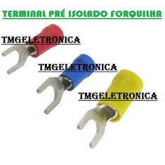 Terminal Forquilha Pré-Isolado,Insulated Terminals FORK Electrical - Furo M3 P/Fio Até 1mm,Vermelho