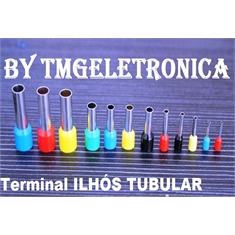 Terminal ILHOS Pré-Isolado, terminal ilhós tubo, terminal elétrico, Insulated Terminals TUBULAR Electrical - Varias Cores e Bitolas - Term. Tipo Ilhós/Tubular - PRETO 2mm (FIO 16 AWG)