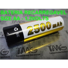 Bateria 1,2V 2500Mah Recarregável SIZE AA - Valor Unitário - Bateria 1,2V 2500Mah (VALOR UNITÁRIO)