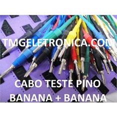 Cabo Teste Ultra Flexível 0.25mm 1KV, PINO BANANA 4mm + PINO BANANA 4mm, Banana Plug 4mm + Banana Plug 4mm cable test, Double Banana Plug Test Leads - Com 1 Metro / 1000mm - Coloridos - Banana 4mm + Banana 4mm Plug Test - Preto