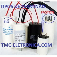 Capacitor 1,5+2UF - Capacitor Corpo Plástico Voltagem de 250Vac - Capacitor de Partida Plástico, Motor Capacitor - Ligação por Fios ou Terminal