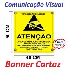 AREA ESD - PLACA DE AVISO Cartaz de Sinalização, Banner Lona de alta resistência Multiuso de alta durabilidade Com Ilhós - Vários Modelos