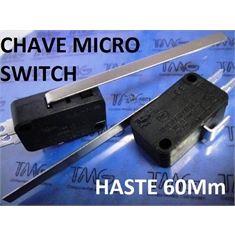 CHAVE MICRO SWITCH 16Amper, Microrutores Haste Longa 60mm, Chave fim de curso, micro-interruptor - CHAVE MICRO SWITCH 16A / 3Terminais - Haste Longa ±60mm