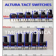 CHAVE TACT 9,5Mm -  6MmX6MmX9,5Mm 4 pinos - Tact Switches