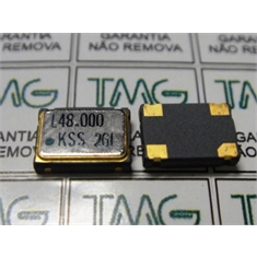 Cristal 48Mhz SMD, Cristal Oscilador 48Mhz, QUARTZ CRYSTAL FOR ULTRASONIC Oscillator Frequency 48.0000MHz, SOLDER PADS 4Pin Metalic - SMD 4 Pinos - Cristal Oscilador 48Mhz, QUARTZ CRYSTAL, 48Mhz, 48.0000Mhz, Crystal SOLDER PADS. 4 Metalic - SMD 4 P
