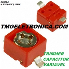 Trimmer Capacitor Variável SMD - Lista de capacitâncias 3pF até 50pF, Trimmer NP0 VERTICAL ADJUSTER, SURFACE MOUNT, Ceramic Trimer, Size 4.50mm x 4mm - Coloridos - 1,4~3pF - Trimmer SMD Capac. Variável Colorido - 2pin