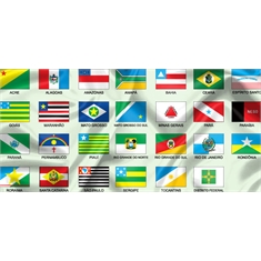 Kit de Bandeiras dos 26 Estados Brasileiros + Distrito Federal - Tamanho: 1.12 x 1.60m