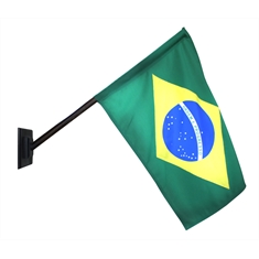 Bandeira do Brasil com Suporte em Madeira Envernizada para Parede - Bandeira do Brasil com Suporte de Parede