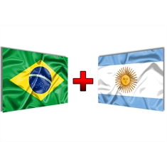 Kit de Bandeiras Brasil + Argentina - Tamanho:  0,90 x 1,28 m