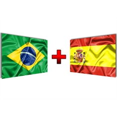 Kit de Bandeiras Brasil + Espanha - Tamanho:  0,90 x 1,28 m